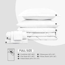 Love's cabin Full Comforter Set White, 7 Pieces Full Bed in a Bag, All Season Bedding Sets with 1 Comforter, 1 Flat Sheet, 1 Fitted Sheet, 2 Pillowcase and 2 Pillow Sham