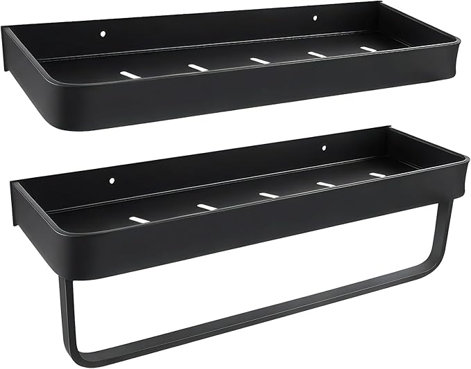 2 Pieces Bathroom Shower Floating Shelves Wall Mounted Shower Caddy Basket Shelf Storage Organizer Shelves for Bathroom, Kitchen, Living Room,15.75 Inch/ 40 cm