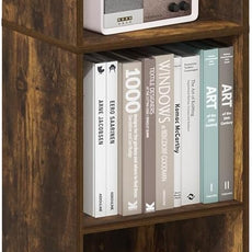 Furinno PASIR Book Shelf, 5-Tier Modern Bookshelf, Open Shelves Bookcase 9 x 12 x 52, for Living Room, Bedroom, Home Office, Amber Pine