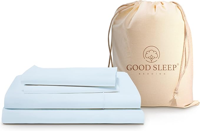 Good Sleep Bedding Cal King Sheet Set - 100% Egyptian Cotton Sheets California King Size, 4Pc, California King Sheets, Soft, California King Sheet Sets Deep Pocket Fits Upto 16" - Light Blue GoodSleepBedding
