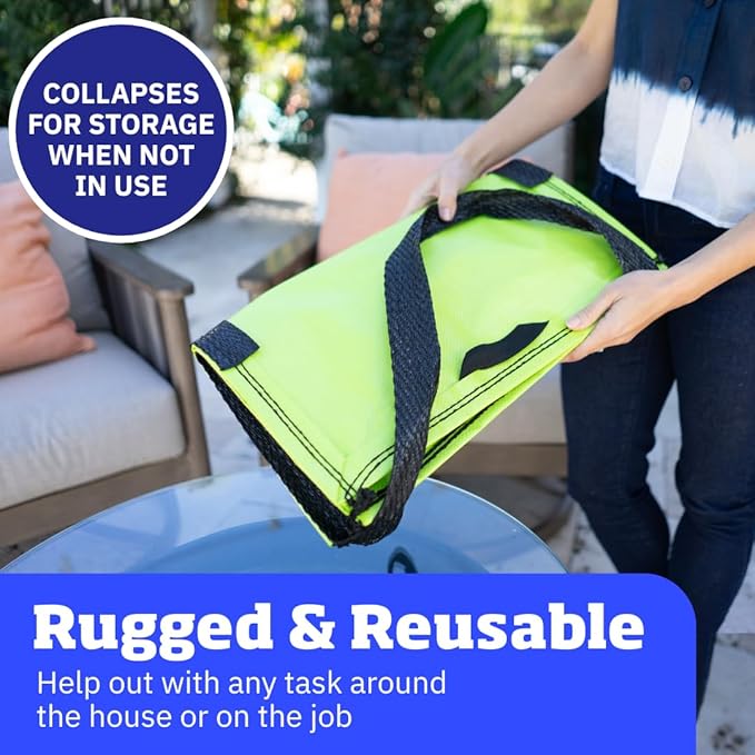 DURASACK Heavy Duty Storage Tote Bag 22-Gallon Rugged Woven Polypropylene Moving Bag, Reusable Self-Standing Design, Holds up to 500 Pounds, Pack of 4, Lime Green