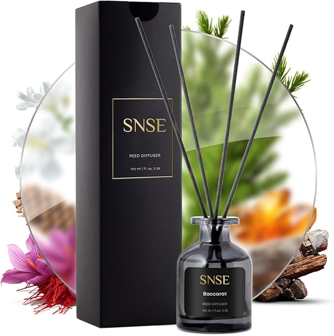 SNSE Baccarat Rouge Inspired Reed Diffuser – Luxury Home Fragrance Set, Long-Lasting Perfume Aroma, Elegant Gift, Relaxing & Sophisticated Scent