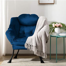 HollyHOME Lazy Chair with Armrest and Side Pocket, Comfy Accent Lounge Chair,Leisure Sofa Armchair for Living Room, Bedroom, Dorm, or Small Spaces, Oversized Reading Sofa Chair,Velvet Royal Blue