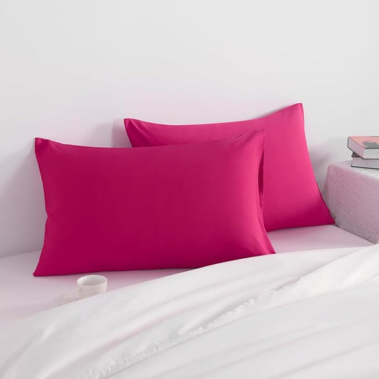 NTBAY Standard Pillow Cases Set of 2, 2 Pack Brushed Microfiber 20x26 Pillow Cases, Soft, Wrinkle, Fade, Stain Resistant Magenta Pillow Cases with Envelope Closure, 20x26 Inches, Magenta