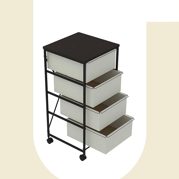 Small Cabinet with Drawers Rolling 4 Drawer Mobile File Cabinet for Home Office Storage and Organization, Fabric Vertical Under Desk Storage for A4/Letter Files(
