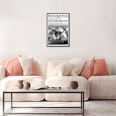 Retro New York Trends Wall Art Black and White Newspaper Poster Do It for The Plot Canvas Prints Funky Feminist Posters Trendy College Wall Decor for Bar Cart Hot Girl Dorm Room Decorative 24x36inch black framed