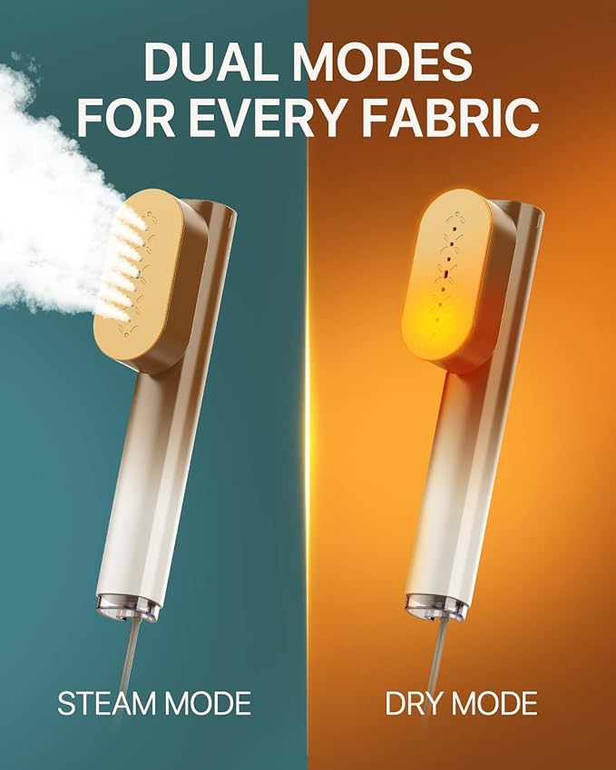 Instant Wrinkle Removal – 950W Portable Handheld Clothes Steamer, Fast Heat-Up Travel Garment Steamer with 115ml Detachable Tank, Strong Output & Dual-Mode Steam