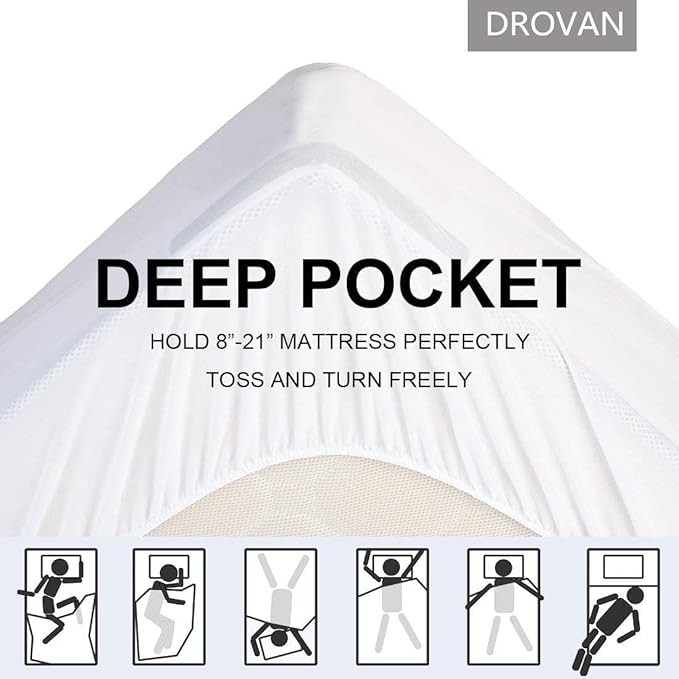 DROVAN Mattress Pad Twin XL Size - Extra Thick Mattress Topper Cover - Pillow Top Deep Pocket with Breathable 7D Spiral Fiber Filling Cooling Mattress Cover