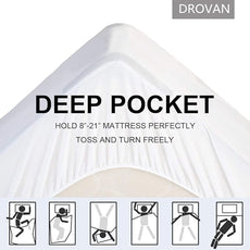 DROVAN Mattress Topper Full XL Size - Extra Thick Mattress Pad Cover - Pillow Top Deep Pocket with Breathable 7D Spiral Fiber Filling Cooling Mattress Cover