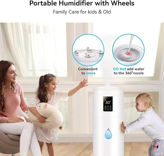 Humidifiers for Large Room Home Bedroom 2000 sq.ft. 17L/4.5Gal Large Humidifier with Extension Tube & 4 Speed Mist,Top Fill Wholehouse Humidifier with 360°Nozzle for Plant Office Commercial Greenhouse