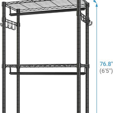 VIPEK R2 Mini Rolling Clothes Rack Heavy Duty Clothing Rack for Hanging Clothes Adjustable Portable Closet Metal Clothes Racks with Wheels Double Rods Side Hooks, Freestanding Garment Rack, Black