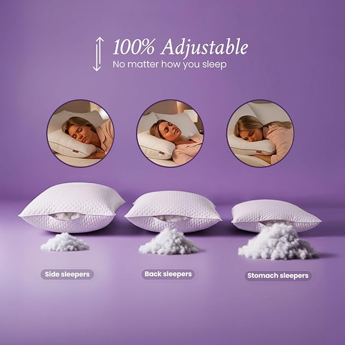 IWS I WANNA SLEEP Oslo Hotel Collection Bed Pillows Standard/Queen Size Set of 2 - Original Down Alternative Pillow, Adjustable Luxury Pillow for Side, Back and Stomach Sleepers, Norway Designed