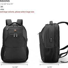 Swissdigital Design Travel Laptop Backpack, College Laptops Backpack with USB Charging Port for Men and Women Fits 16 Inch Notebook, Black | SD1670-01