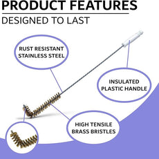 Deep Fryer Cleaning Brush – L-Shaped High-Temp Commercial Kitchen Tool - Heavy Duty Brass Bristles - Heat Resistant to 750F for Food Debris - Deep Fryer Cleaner - Made in USA by FryOilSaver Co. B53C