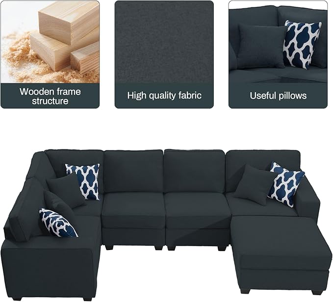 Legend Vansen Modular Sectional Sofa L Shaped Couch with Ottoman Modern Reversible Corner Sectional Couch for Living Room