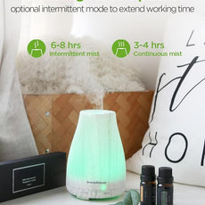 InnoGear Essential Oil Diffuser with Oils, 100ml Aromatherapy Diffuser with 6 Essential Oils Set, Aroma Cool Mist Humidifier Gift Set, Grey Wood Grain