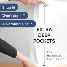 Extra Deep Pocket Queen Sheet Set - 4 Piece Breathable & Cooling Bed Sheets - Hotel Luxury Sheet Set - Ultra Soft, Wrinkle Free & Comfy - Easily Fits Extra Deep Mattresses - Deep Pocket White Sheets