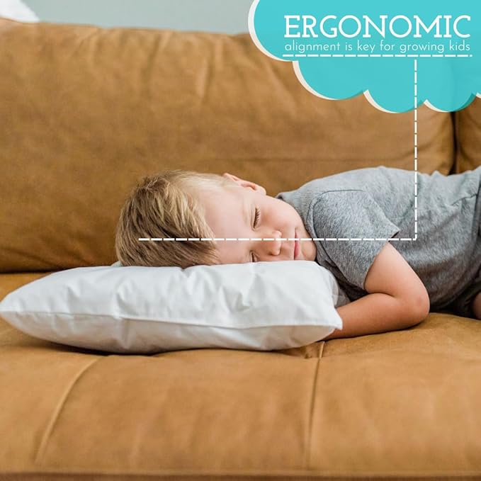 Little Sleepy Head Toddler Pillow -13x18 Soft Hypoallergenic Toddler Pillows for Sleeping, Best Kids Pillow for Better Neck Support, Better Naps in Bed, a Crib, or at Preschool! (2-Pack)