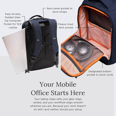 Knack Series 1 Laptop Backpack Fits up to 15 Inch - Knack Bags Carry-On Backpack, TSA Approved, Expandable Travel Backpacks With 3 Day Outfit Capacity (Dark Blue, Medium)