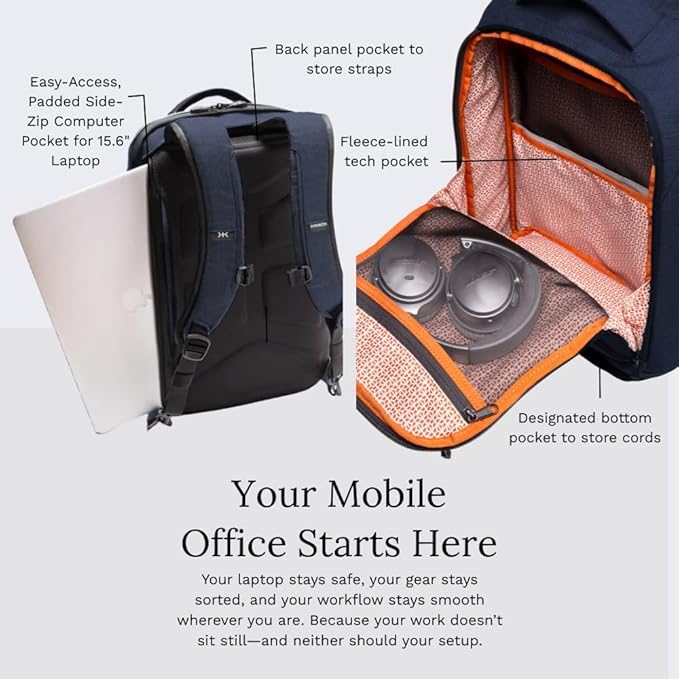 Knack Series 1 Laptop Backpack Fits up to 15 Inch - Knack Bags Carry-On Backpack, TSA Approved, Expandable Travel Backpacks With 3 Day Outfit Capacity (Dark Blue, Medium)