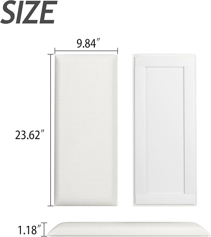 Upholstered Wall Mounted Headboard, Acoustic Panel, Peel and Stick Wall Padding, Beige Dorm Towel Fabric, 6-Pack