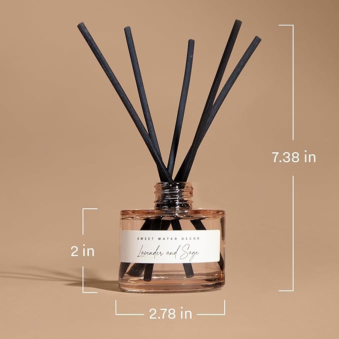 Sweet Water Decor Wildflowers and Salt Reed Diffuser – Room Decor Aesthetic with Long-Lasting Premium Fragrance of French Lavender, Lime, Sage, Dill, Patchouli for 4 Months – Ideal for Home Decor