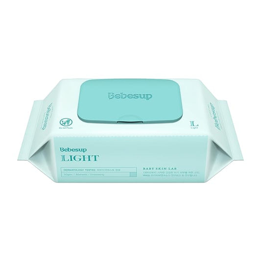 BEBESUP Korea's #1 Light Baby Wipes - Hypoallergenic, Water-Based, Unscented, Alcohol & Paraben-Free – 50 GSM for sensitive skin Flip-Top Plant Based Baby Wipes (1 Pack)
