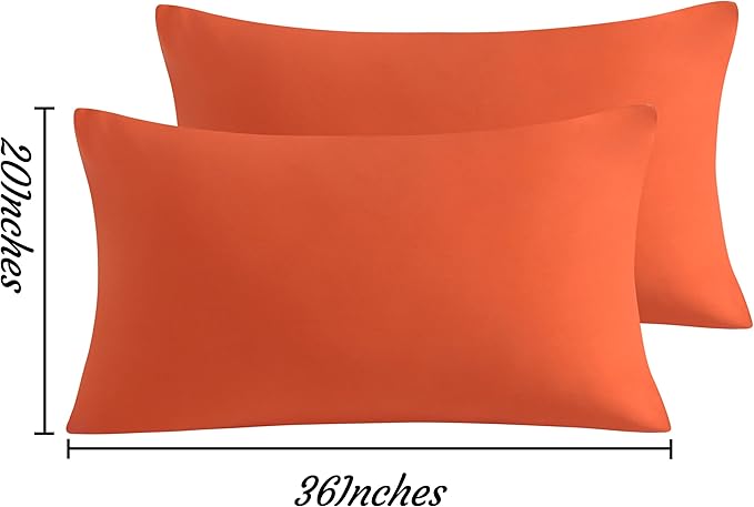 NTBAY King Pillow Cases Set of 2, 2 Pack Brushed Microfiber 20x36 Pillow Cases, Soft, Wrinkle, Fade, Stain Resistant Brunt Orange Pillow Cases with Envelope Closure, 20x36 Inches, Brunt Orange