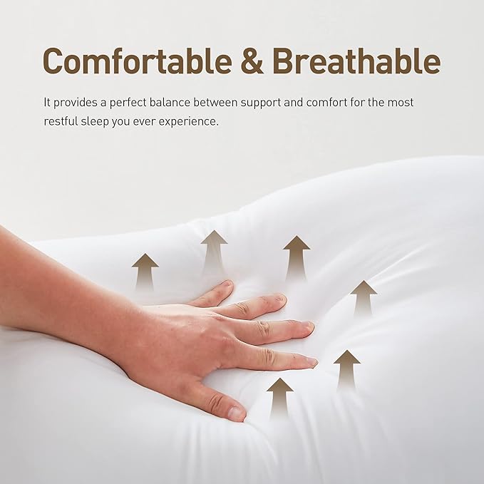 Acanva Cooling Bed Pillows for Sleeping, Luxury Hotel Quality 3D Microfiber Filling with Breathable Cover for Side Back and Stomach Sleepers, Reduces Neck Pain, Standard (Pack of 2), Black 2 Count