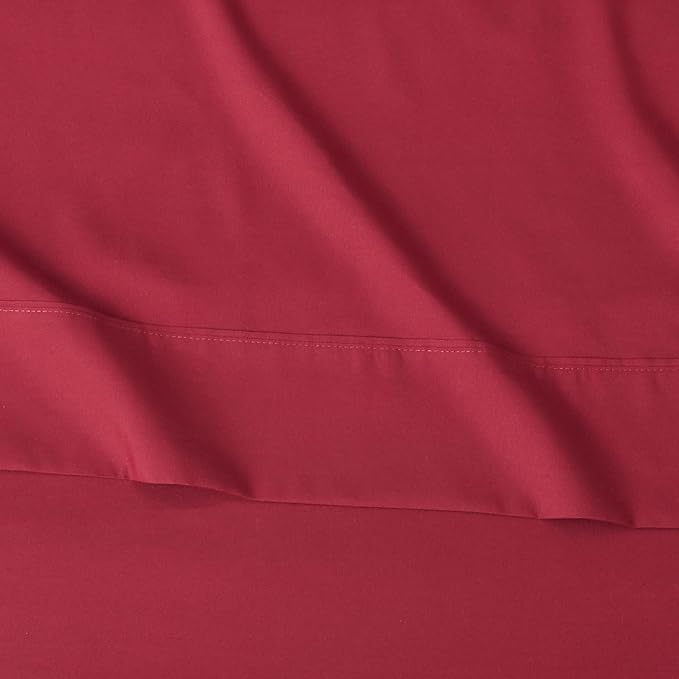 Amazon Basics Lightweight Super Soft Easy Care Microfiber 4-Piece Bed Sheet Set with 14-Inch Deep Pockets, King, Burgundy, Solid AmazonBasics
