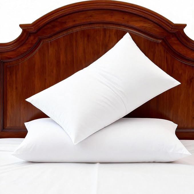 Bed Pillows Queen Size Set of 2 Medium Support Pillow for Stomach Side Back Sleeper Basic Soft Down Alternative White 20x30 inches