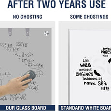 TSJ OFFICE Glass Dry-Erase Board - 48 x 36 Inches Wall Mounted Magnetic Whiteboard, Large Frameless Glass White Board for Office, Home & School, Gray