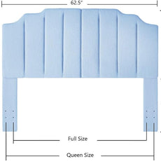 24KF Light Blue Teddy Fabric Tufted for Queen Upholstered Headboard, Modern Vertical Channel Design Full Headboard with Stepped Silhouette Top Edge,6026-Q-Teddy Light Blue