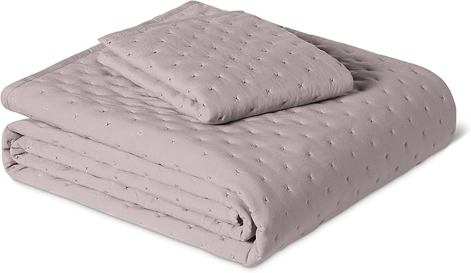 Amazon Basics Brushed Microfiber Quilt Set, Extra Soft with Natural Texture, 2-Piece,Twin/Twin XL, Purple
