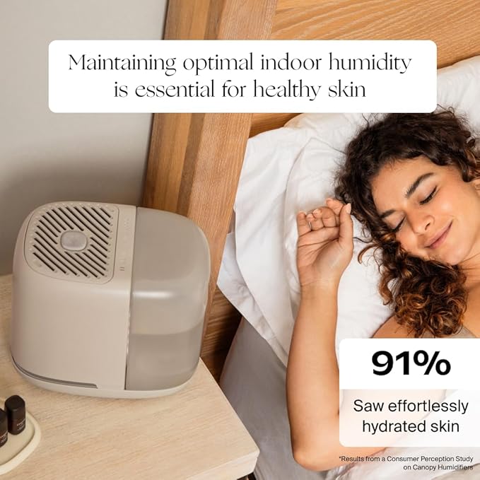 Canopy Bedside Humidifier 2.0, Moonstruck, 36 HR Run Time, 2.5L Capacity - Reading Light & White Noise - Alleviate Symptoms of Allergies, Cold, Dry Skin - Humidifier, Filter, Power Cord & Adapter