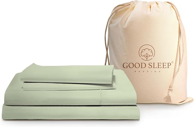 Good Sleep Bedding Sage Full Size Bed Set 4 Pc - Egyptian Cotton Sheets, Soft Comfy Double Bed Set, 16 Inch Deep Pocket - 1 Fitted Sheet, 1 Flat Sheet & 2 Pillow Cases GoodSleepBedding
