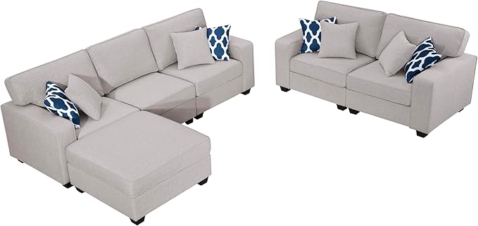Legend Vansen Modular Sectional Sofa L Shaped Couch with Ottoman Modern Reversible Corner Sectional Couch for Living Room