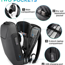 BANGE Anti Theft Backpack，Smart Business Laptop Fits 15.6 Inch Notebook, Work Backpack with USB Charging Port for Men and Women…