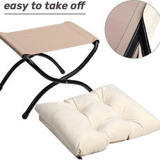 HollyHOME Lazy Chair with Foldable Ottoman, Accent Comfy Lounge Armchair and Folding Footrest Stool, Leisure Sofa Reading Chair and Footstool for Living Room, Bedroom, Dorm,Velvet Beige