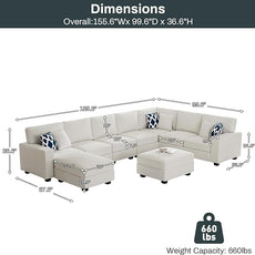 Legend Vansen Modular Sectional Sofa U Shaped Couch with Ottoman Modern Reversible Corner Sectional Couch for Living Room (Cream, U Shaped Sofa-5)