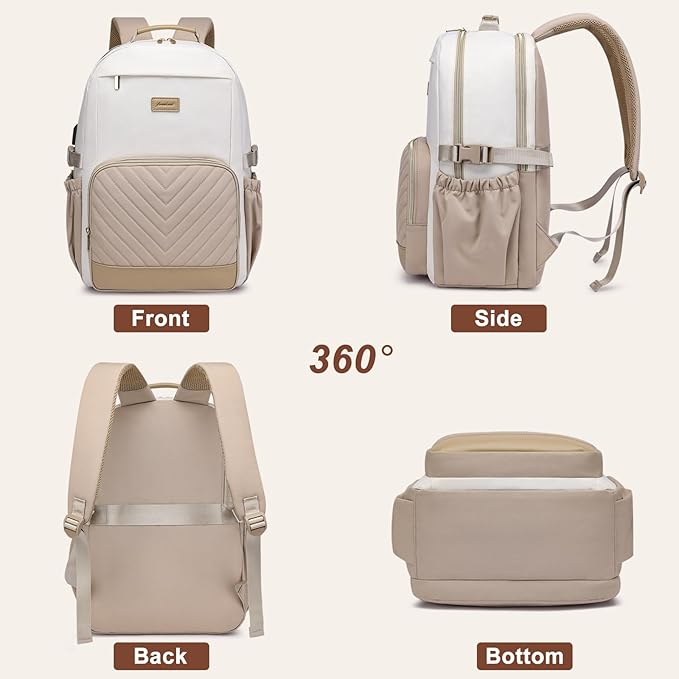 Laptop Backpack for Women Bookbag: 15.6 inch Work School Backpacks with Pouch Pocket for Large Capacity Cup & USB Charger College Book Bag Travel Business Nurse Teacher Bookbags Anti-theft Back Pack