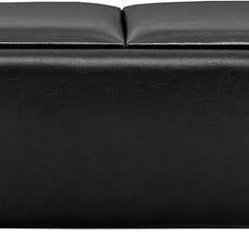 CHITA Storage Ottoman with Tray Lids, FSC Certified Small Rectangular Bench for Living Room, Bedroom, Faux Leather in Black (Light)
