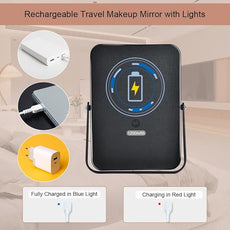 Rechargeable Makeup Vanity Mirror with Lights, Small Desk Makeup Mirror with Lights, 3 Lighting Modes, Dimmable Touch Screen, Tabletop Light up Mirror