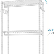 VIPEK R2 Medium Heavy Duty Clothes Rack Rolling Clothing Rack Adjustable Metal Wire Shelving Portable Closets with Double Hanging Rods, Side Hooks, Freestanding Closet Racks Wardrobe, White