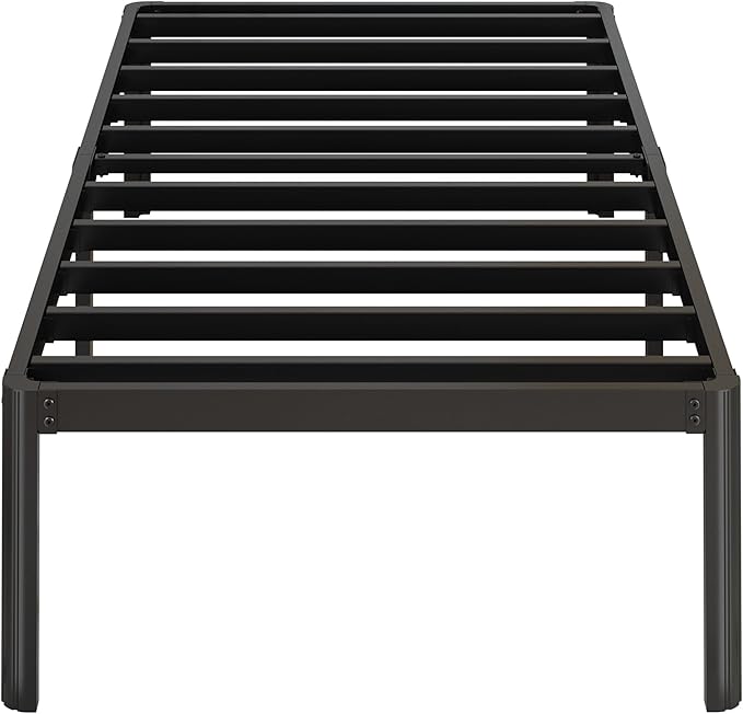 14 Inch Twin Bed Frames Rounded Corner Legs Heavy Duty Platform Twin Metal Bed Frame for Kids, Easy Assembly, Noise Free, No Box Spring Needed, Black.