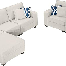 Legend Vansen Modular Sectional Sofa U Shaped Couch with Ottoman Modern Reversible Corner Sectional Couch for Living Room (Cream, 2+3 with Ottoman)