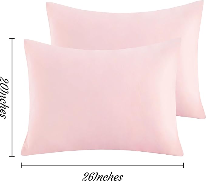 NTBAY Standard Pillow Cases Set of 2, 2 Pack Brushed Microfiber 20x26 Pillow Cases, Soft, Wrinkle, Fade, Stain Resistant Blush Pink Pillow Cases with Envelope Closure, 20x26 Inches, Blush Pink