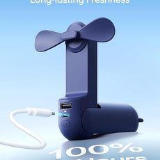 JISULIFE Handheld Mini Fan, 3 IN 1 USB Rechargeable Portable Fan [12-19 Working Hours] with Power Bank, Flashlight, Pocket Design for Travel/Summer/Concerts/Lash, Gifts for Women (Dark Blue)