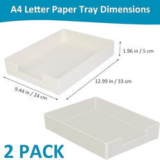 Letter-Size Tray Desk Letter Paper Tray Stackable Letter Tray Paper Holder File Organizer for Office Supplies School Home Desk Accessories Anti-Skid Stacking (White) 2Pcs