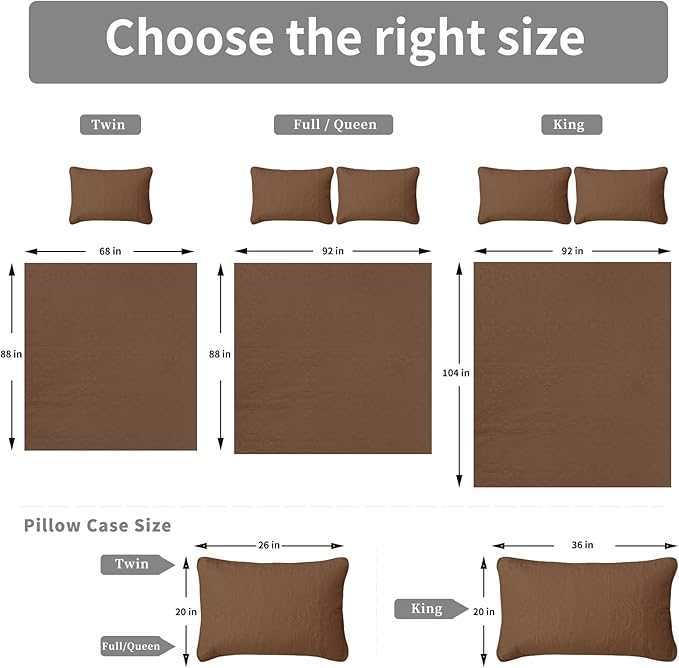 Easy-Going Full/Queen Size Reversible Quilt Set with 1 Quilt and 2 Pillow Shams, Soft Bed Quilt Cover, Water Resistant Lightweight Microfiber Bedspread, Stain Resistant, Damask-Brown/Beige